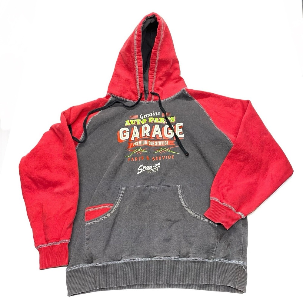 Snap On Tools Pullover Hoodie Sz Medium Sweatshirt Mechanic Mens Fleece Red RARE